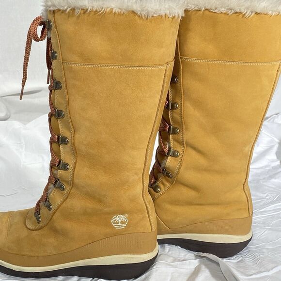 TIMBERLAND Picudilla Boots 14" Waterproof Lace Up Outdoor Womens 8.5 Tan Wheat - Picture 10 of 15